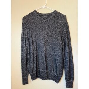 Nordstrom Mens Shop Sweater Medium Gray Knit V-Neck Cashmere Silk Blend